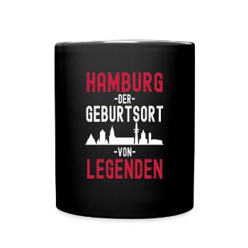Hamburg Skyline Stadt Für Hamburger - Tasse einfarbig - Schwarz - Vorne