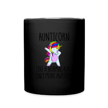 Aunticorn wie Tante nur gro�artig tupfende Tante T - Tasse einfarbig - Schwarz - Vorne