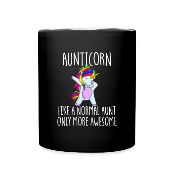 Aunticorn wie Tante nur gro�artig tupfende Tante T - Tasse einfarbig - Schwarz - Vorne