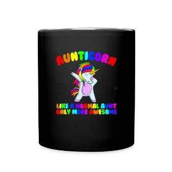 Aunticorn wie Tante nur gro�artig tupfende Tante T - Tasse einfarbig - Schwarz - Vorne