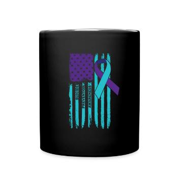 Selbstmordpr�ventionsbewusstsein amerikanischer Fl - Tasse einfarbig - Schwarz - Vorne