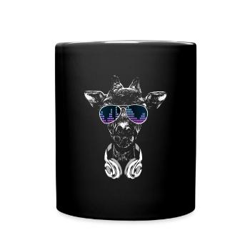 Girafe avec casque et lunettes de soleil cool - Mug uni - noir - Devant