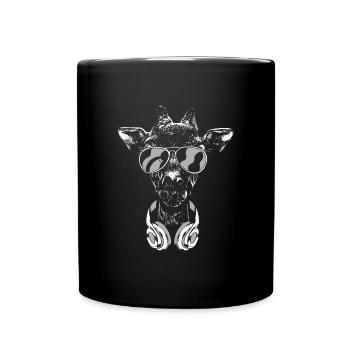 Girafe avec casque et lunettes de soleil cool - Mug uni - noir - Devant