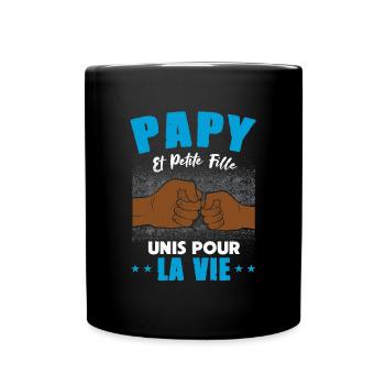 papy petite fille unis pour la vie check humour - Mug uni - noir - Devant
