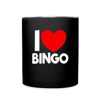 Ich liebe Bingo Red Heart Bingo Liebhaber Gl�ckssp - Tasse einfarbig - Schwarz - Vorne