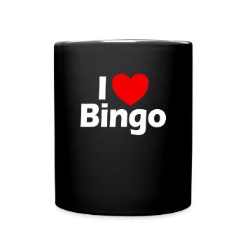 Ich liebe Bingo Red Heart Bingo Liebhaber Gl�ckssp - Tasse einfarbig - Schwarz - Vorne