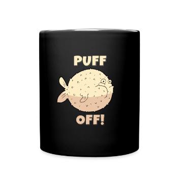 Puff Off! Kugelfisch Fisch Meer - Tasse einfarbig - Schwarz - Vorne