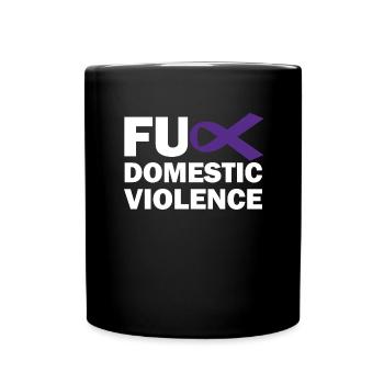 Fick h�usliche Gewalt Purpurband Gewalt�berlebende - Tasse einfarbig - Schwarz - Vorne