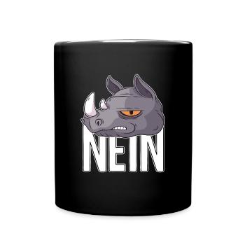 Afrika Nashorn Lustiger Spruch Nein - Tasse einfarbig - Schwarz - Vorne
