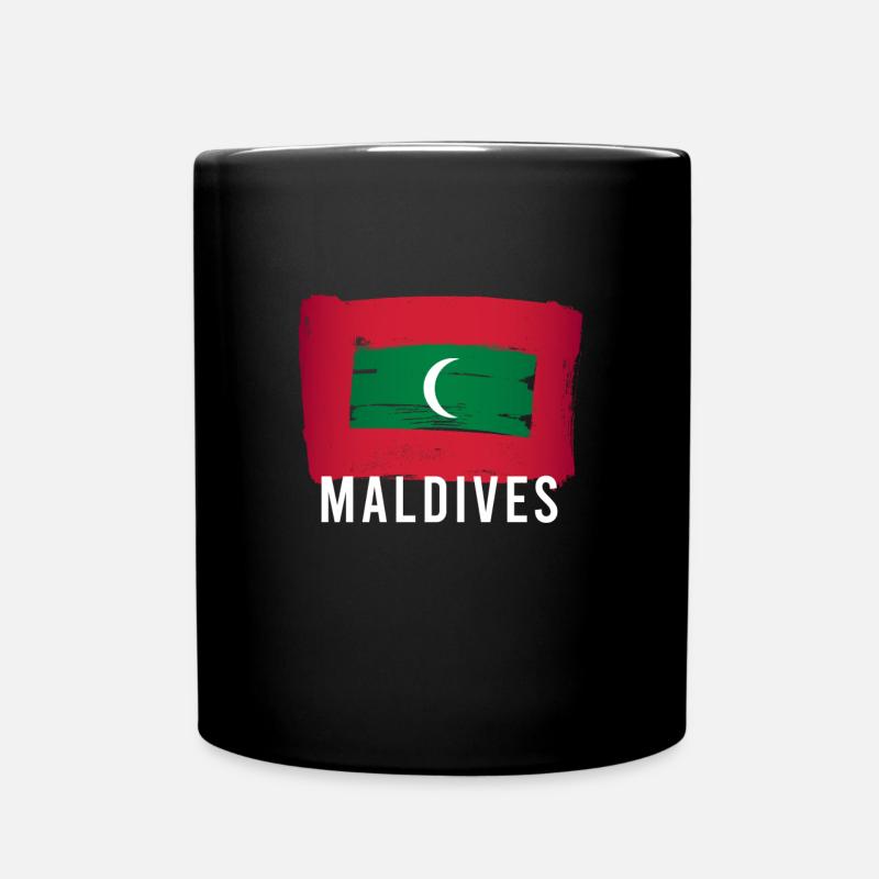 Maldives Flagge Malediven Urlaub Surfer - Tasse einfarbig - Schwarz