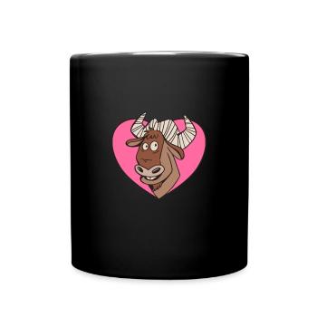 Gnous Antelope Afrique Animal avec cœur - Mug uni - noir - Devant