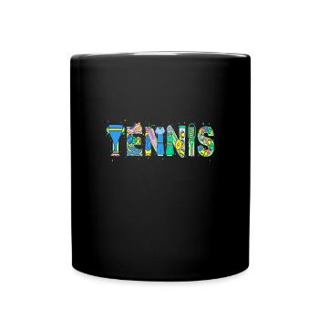 Tennis Tennisschläger Tennisspieler - Tasse einfarbig - Schwarz - Vorne