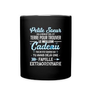 Meilleur cadeau petite soeur citation coeur flèche - Mug uni - noir - Devant