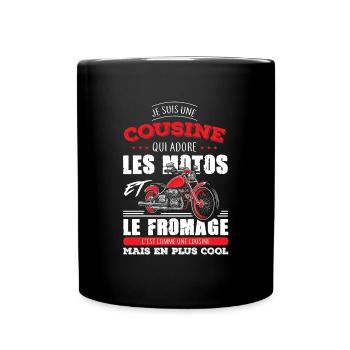 Cousine motarde adore les motos fromage plus cool - Mug uni - noir - Devant