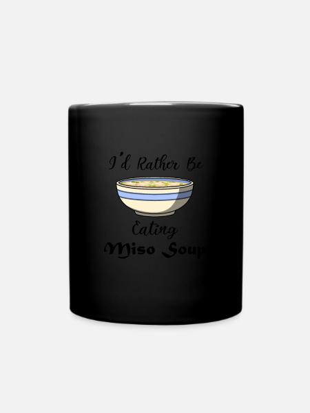 Miso-Suppe, Nudeln, Ramenfutter essen - Tasse einfarbig - Schwarz