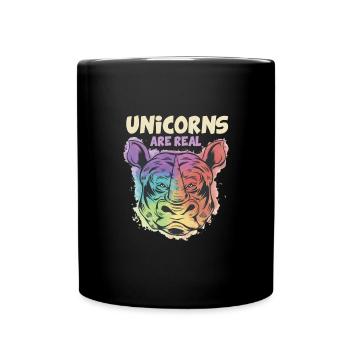 Buntes Nashorn Rhino Einhorn Unicorn are Real - Tasse einfarbig - Schwarz - Vorne