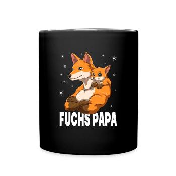 Fuchs Papa und Baby Papa Vatertag für einen Papa - Tasse einfarbig - Schwarz - Vorne