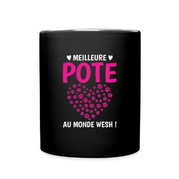 Meilleure pote monde chats chiens pattes amis poto - Mug uni - noir - Devant