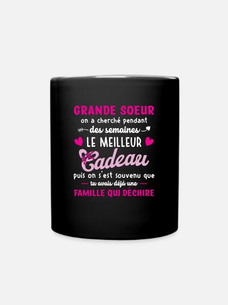 Meilleur cadeau grande soeur citation coeur ruban - Mug uni - noir