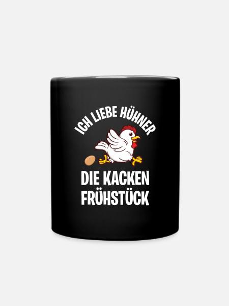 ich liebe hühner die kacken frühstück - Tasse einfarbig - Schwarz
