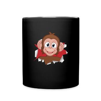 Affe Kinder Affenkind Schimpanse - Tasse einfarbig - Schwarz - Vorne