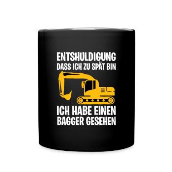 Bagger Excavator - Tasse einfarbig - Schwarz - Vorne