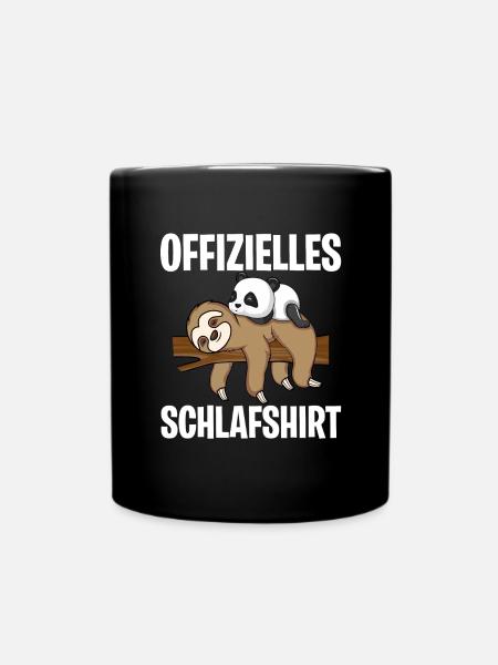 Offizielles Schalfshirt Funny Sloth - Tasse einfarbig - Schwarz