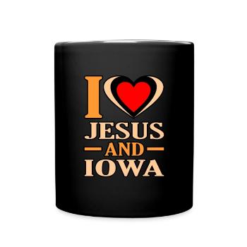 Love Jesus and Iowa gift - Full Colour Mug - black - Front