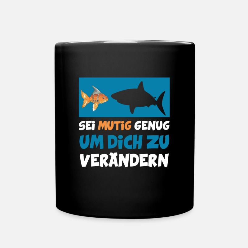 Niedlicher Goldfisch Als Hai - Lustiger Spruch - Tasse einfarbig - Schwarz
