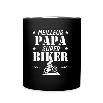 Cadeau papa meilleur papa biker vélo velo - Mug uni - noir - Devant
