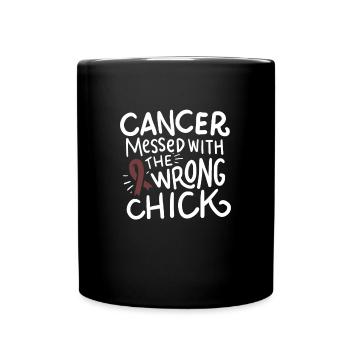 Multiple Myeloma Cancer Survivor Burgundy Ribbon - Full Colour Mug - black - Front