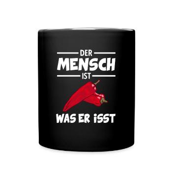 Lustiger Koch Küchen Spruch Scharfes Essen Chilli - Tasse einfarbig - Schwarz - Vorne