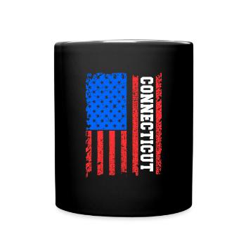 Connecticut Usa flag gift - Full Colour Mug - black - Front