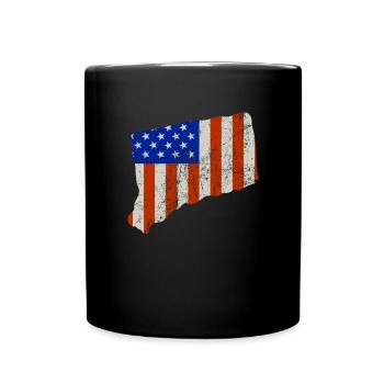 Connecticut State of Usa flag gift - Full Colour Mug - black - Front