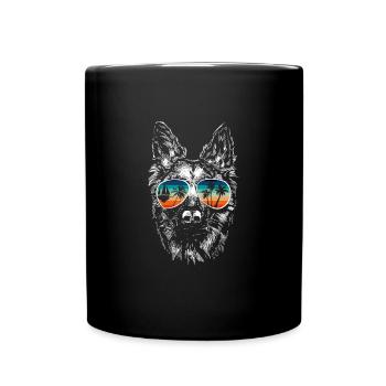 Chien avec des lunettes de soleil cool pour les vacanciers - Mug uni - noir - Devant