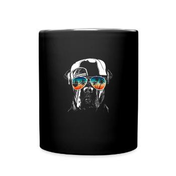 Dog with cool sunglasses for holidaymakers - Full Colour Mug - black - Front