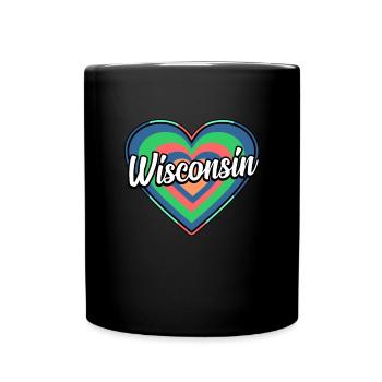 Buntes Herz geschenk Wisconsins - Tasse einfarbig - Schwarz - Vorne