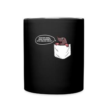 Maulwurf Pocket Lustig Sprichwort - Tasse einfarbig - Schwarz - Vorne