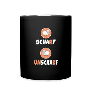Scharf Unscharf Schaf Fotografie Wortspiel - Tasse einfarbig - Schwarz - Vorne
