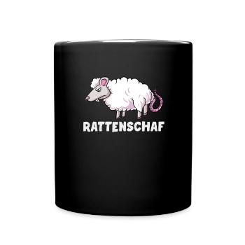 Lustiges Ratten Schaf Geschenk - Tasse einfarbig - Schwarz - Vorne