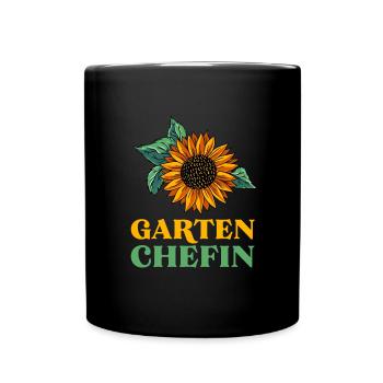 Gartenchefin Garten Geschenk - Tasse einfarbig - Schwarz - Vorne