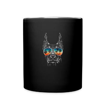 Chien avec des lunettes de soleil cool pour les vacanciers - Mug uni - noir - Devant