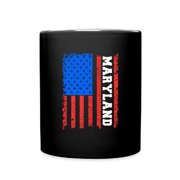 Maryland Usa flag gift - Full Colour Mug - black - Front