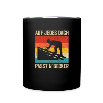 Lustiges Dachdecker Retro Vintage Design - Tasse einfarbig - Schwarz - Vorne