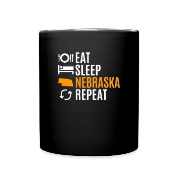 Eat sleep nebraska repeat gift - Full Colour Mug - black - Front