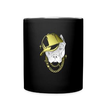 cool dog with cap and gold chain - Full Colour Mug - black - Front