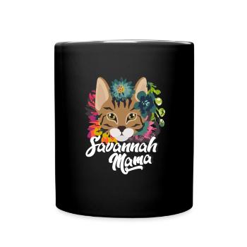 Savannah Mama Savannah Katze Kätzchen - Tasse einfarbig - Schwarz - Vorne