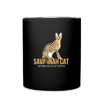Just Spotted Savannah Katze Kätzchen - Tasse einfarbig - Schwarz - Vorne