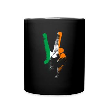 Irland Flagge Friedenszeichen Handfrieden in Irlan - Tasse einfarbig - Schwarz - Vorne