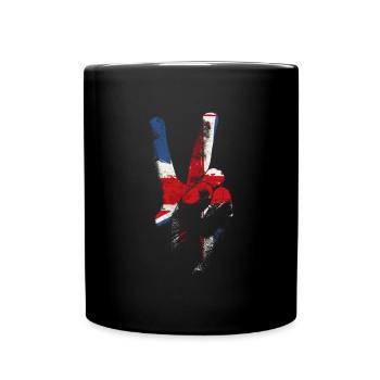 Gro�britannien Flagge Friedenszeichen Hand Frieden - Tasse einfarbig - Schwarz - Vorne